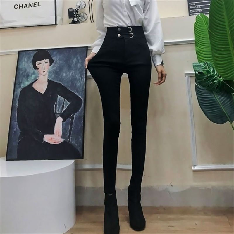 Internet Celebrity 2023 Spring and Autumn New Black Outerwear Ankle Tight High Waist Skinny Slimming Stretch Leggings for Women Pencil Trousers