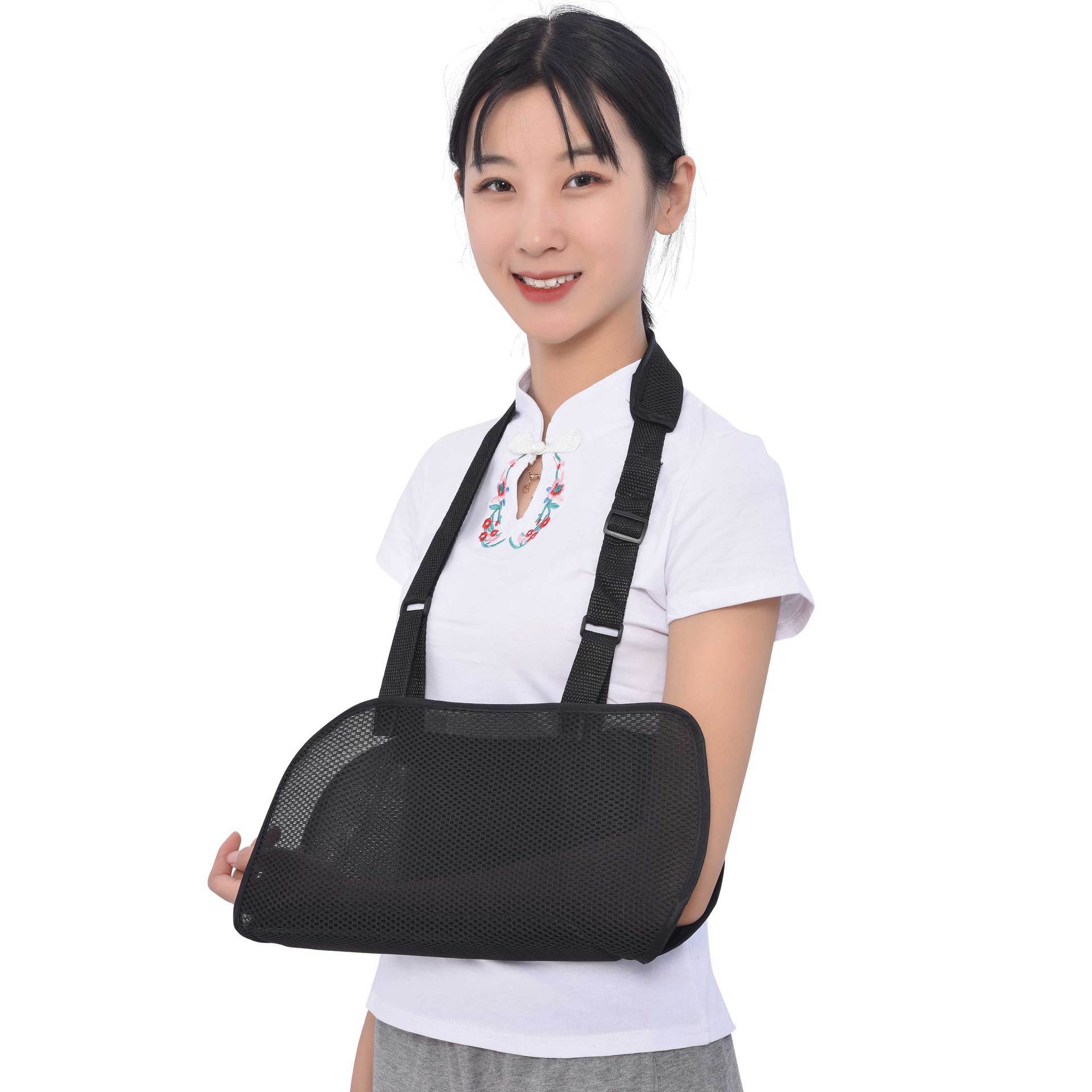医用肩颈腕托带肘关节手臂骨折黑色透气前臂吊带可调前臂吊带现货