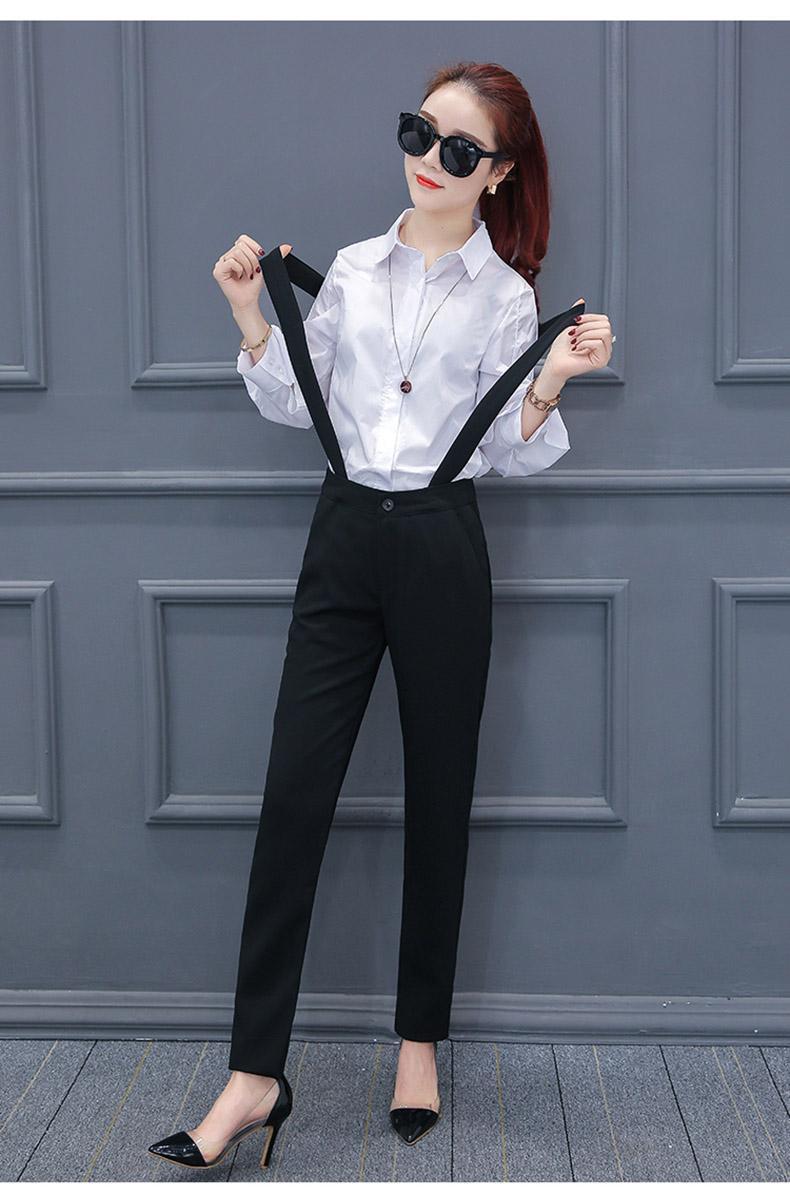 背带裤女秋款韩版新款春季吊带显瘦高腰职业黑色西装薄款九分裤夏