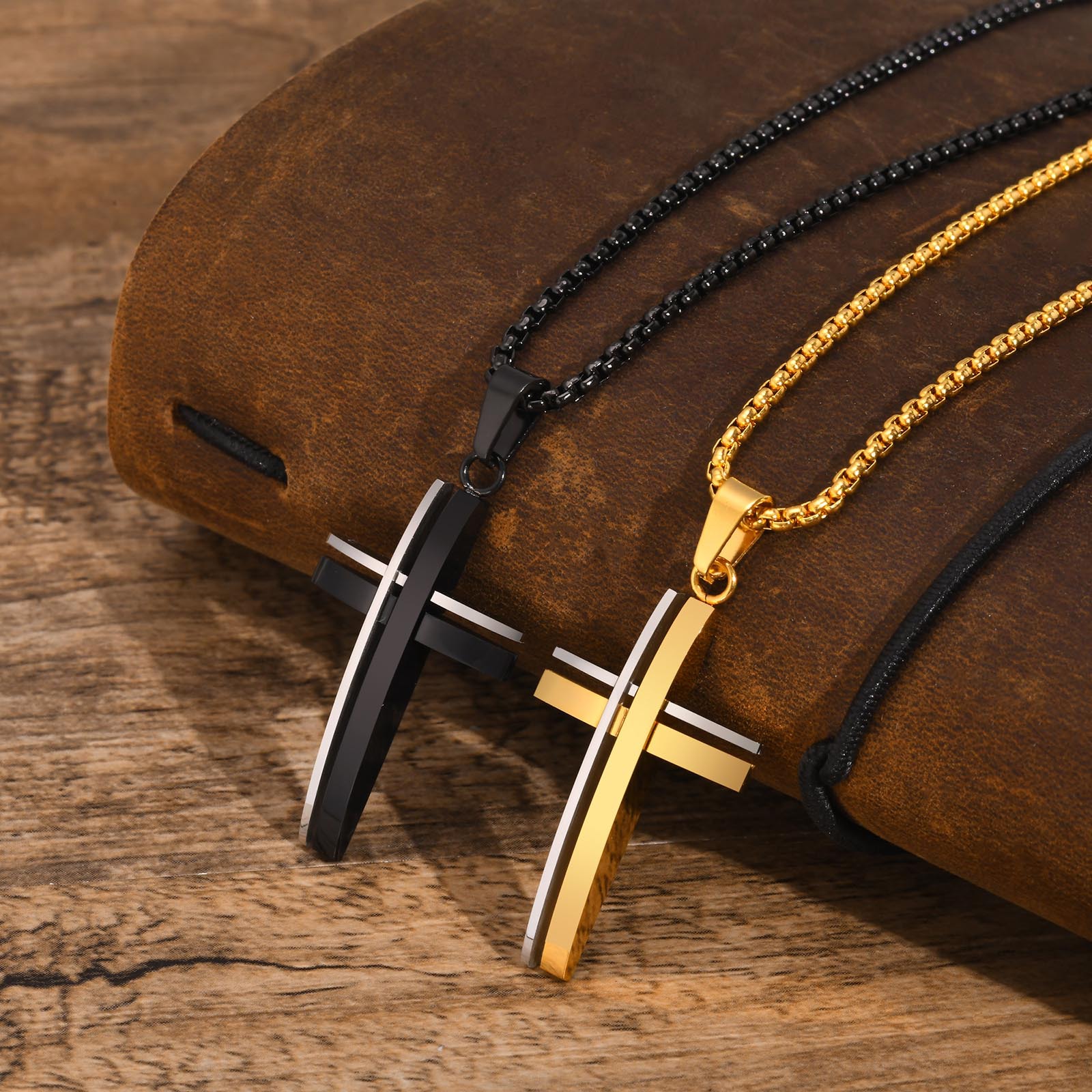 跨境钛钢饰品 不锈钢十字架吊坠项链 男士吊坠配饰批发 pn-1724