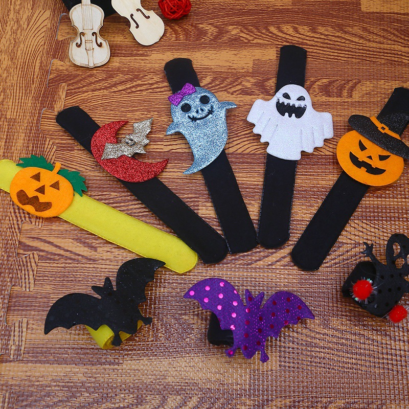 New Halloween Bracelet Slap Bracelet Children's Party Supplies New Ghost Festival Pumpkin Bat Ring Pop Wrist Decoration