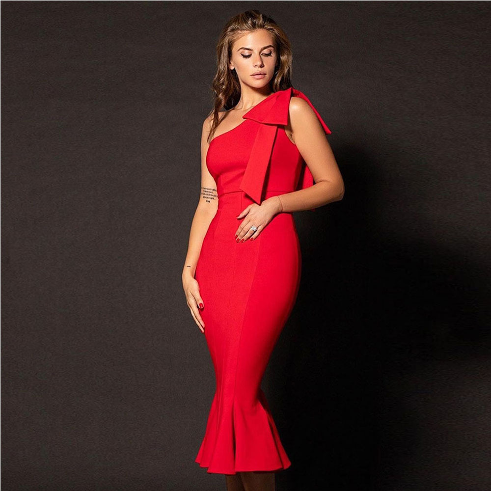 无袖红色包臀连衣裙 新款热销strapless露背女式bandage dress