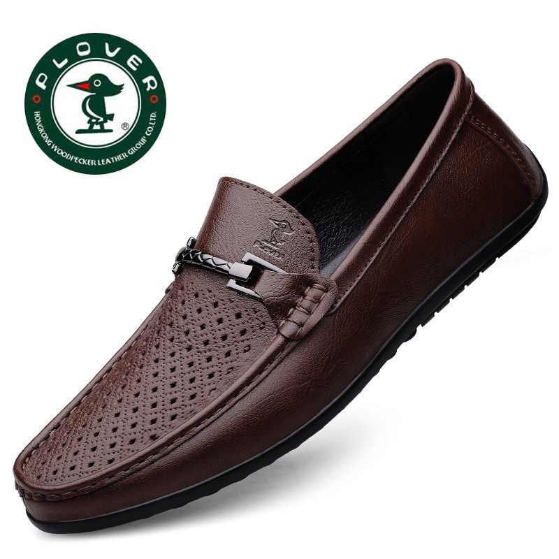 plover正品男士凉鞋夏季镂空豆豆鞋透气舒适一脚蹬男鞋休闲皮凉鞋