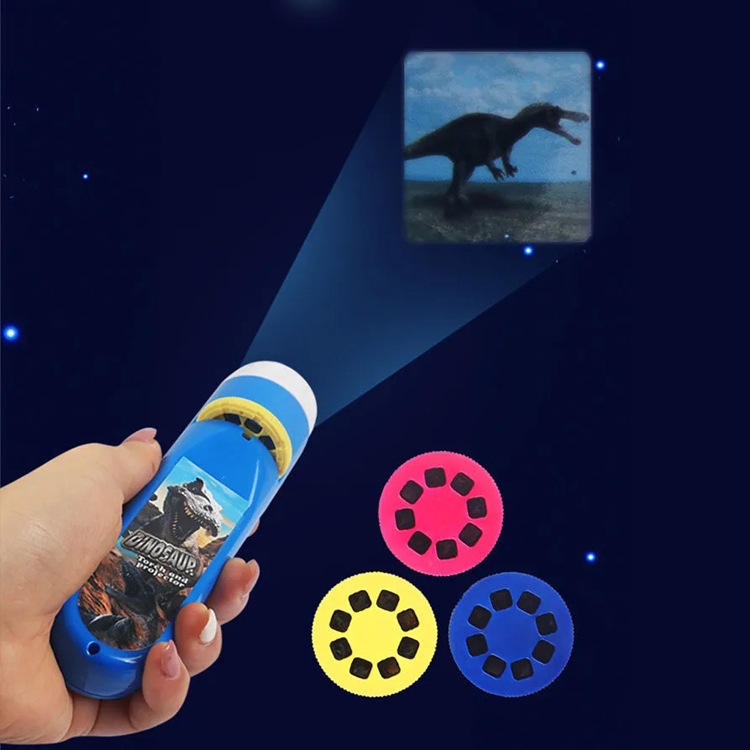 儿童手电筒睡前故事早教恐龙图案发光投影灯迷你宝宝益智男女小孩