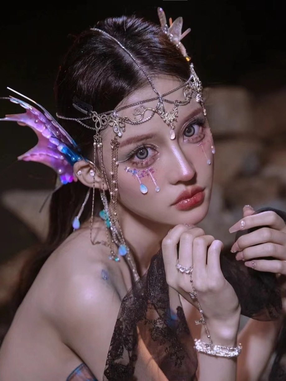 人鱼姬耳饰发饰锦鲤边夹发夹耳朵头饰cosplay鲛人耳挂汉服配饰品