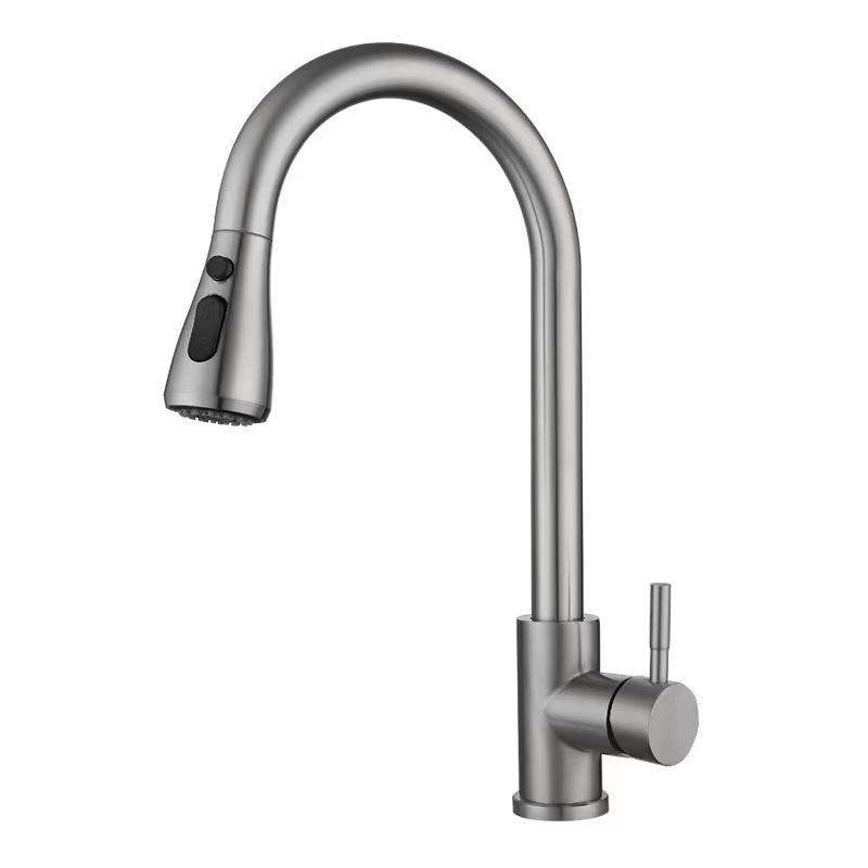 Cross-Border Foreign Trade Kitchen Faucet Hot and Cold Rotatable Washing Basin Pull Telescopic Sink Faucet