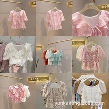 短袖雪纺衫女夏装2024年新款Women's shirts显瘦洋气小衫法式上衣