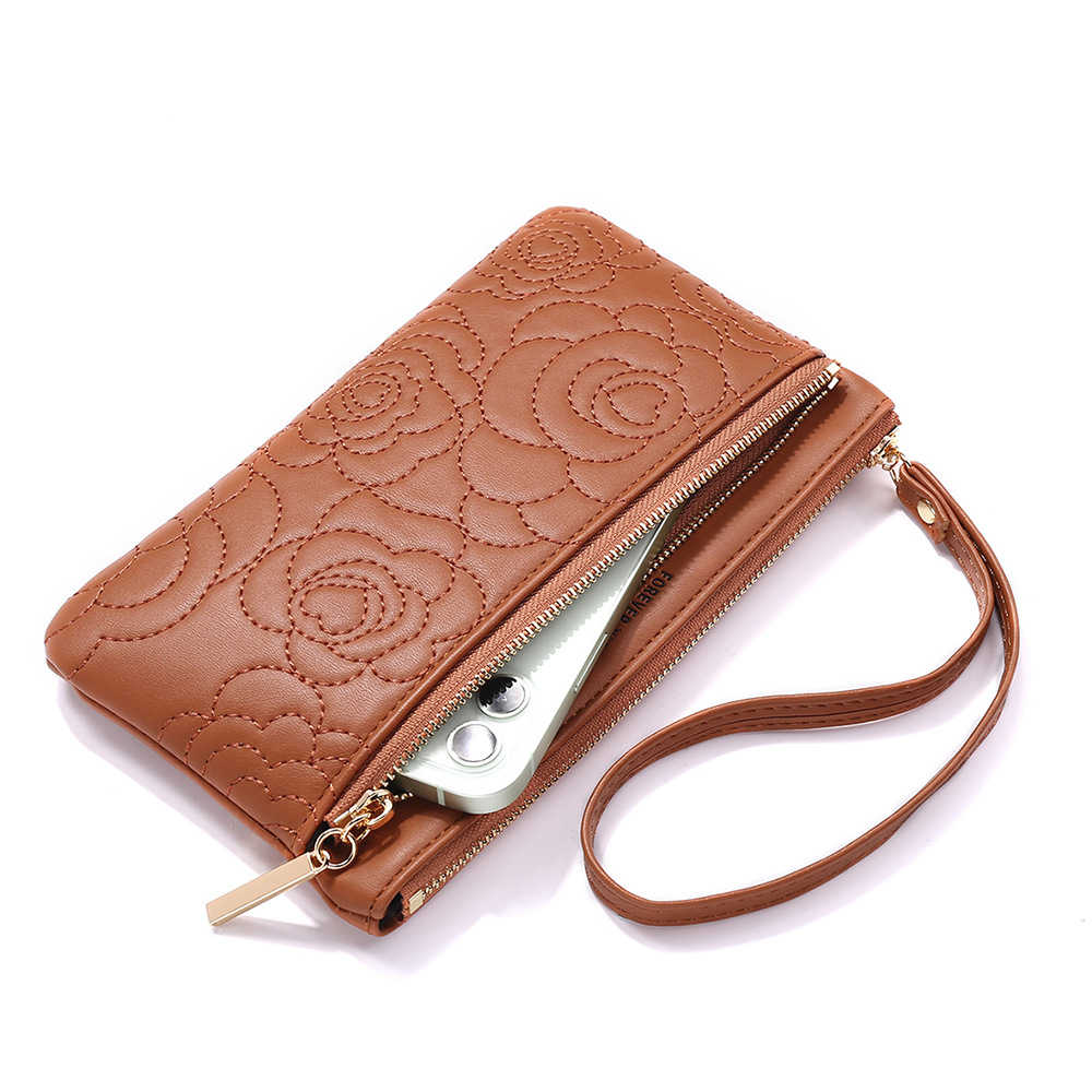 Fashion Zipper Wallet Women's Casual Soft Leather Hand Bag Large Capacity Phone Holder Wallet Clutch