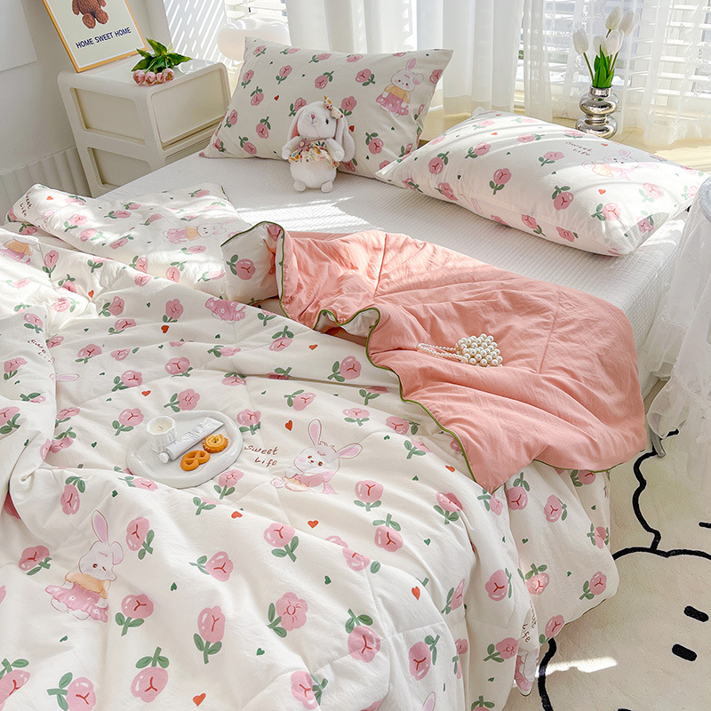 Popular Class a Small Floral Summer Quilt Washed Cotton Double-Layer Yarn Summer Quilt Single Double Thin Quilt Air Conditioning Quilt Gift Quilt