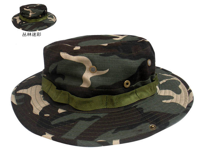 迷彩圆边帽特种兵男户外奔尼帽春夏季帽子奔雷帽钓鱼防晒遮阳定做