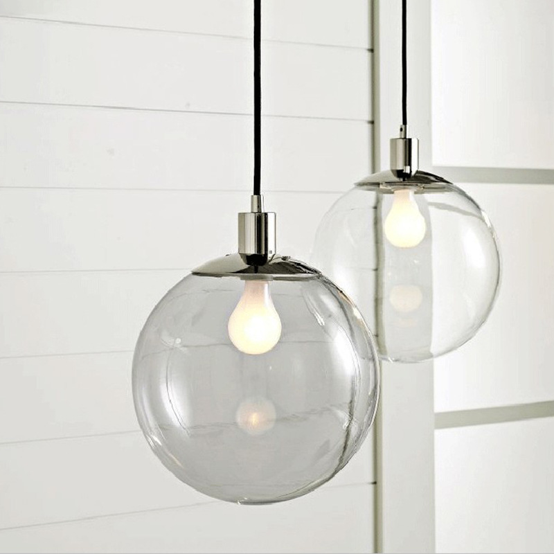 玻璃吊灯现代简约创意个性圆球形灯饰吧台客厅餐厅灯单头透明灯具