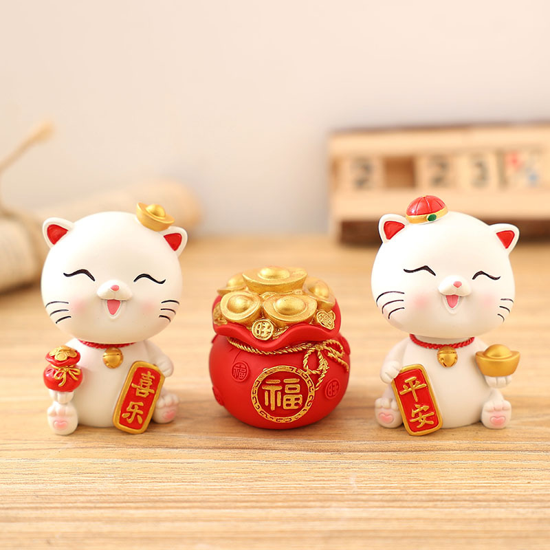 可爱卡通招财猫桌面办公室卧室装饰摆件汽车内饰中控摆件祝福礼物