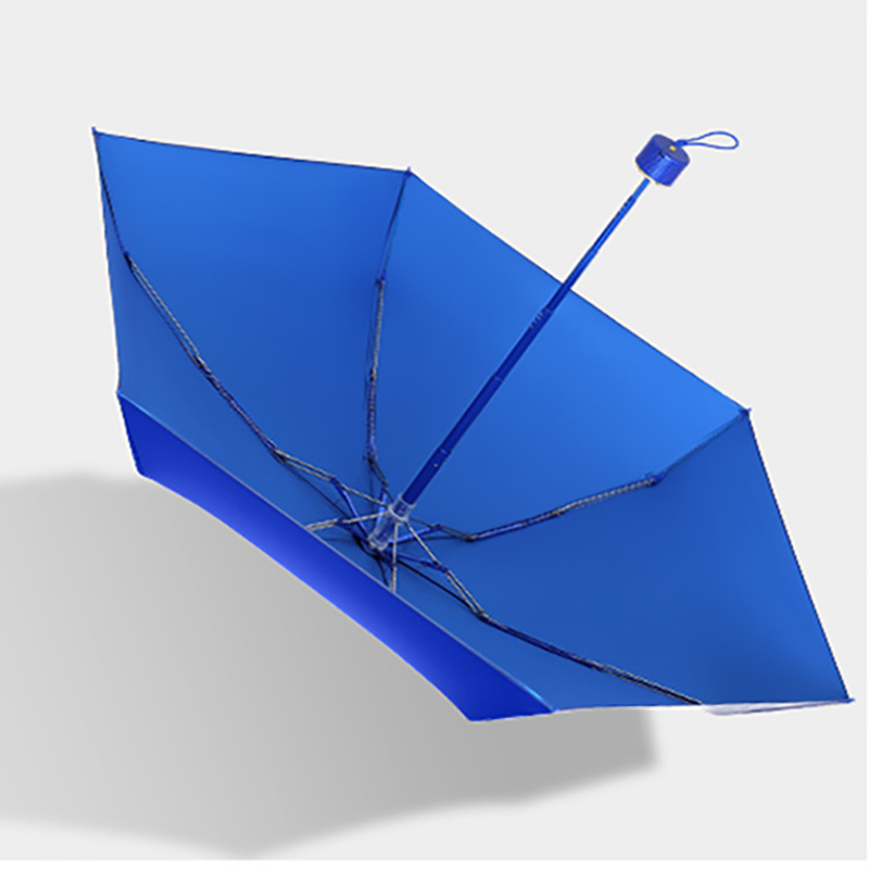 老龙王六折小蓝伞复合蓝胶防晒防紫外线太阳伞超轻手动遮阳口袋伞