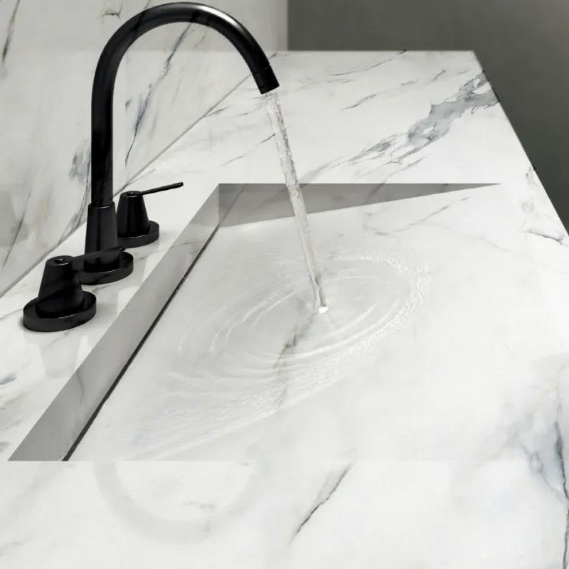 岩板体盆简约现代洗漱台浴室柜组合隐藏下水304不锈钢浴柜