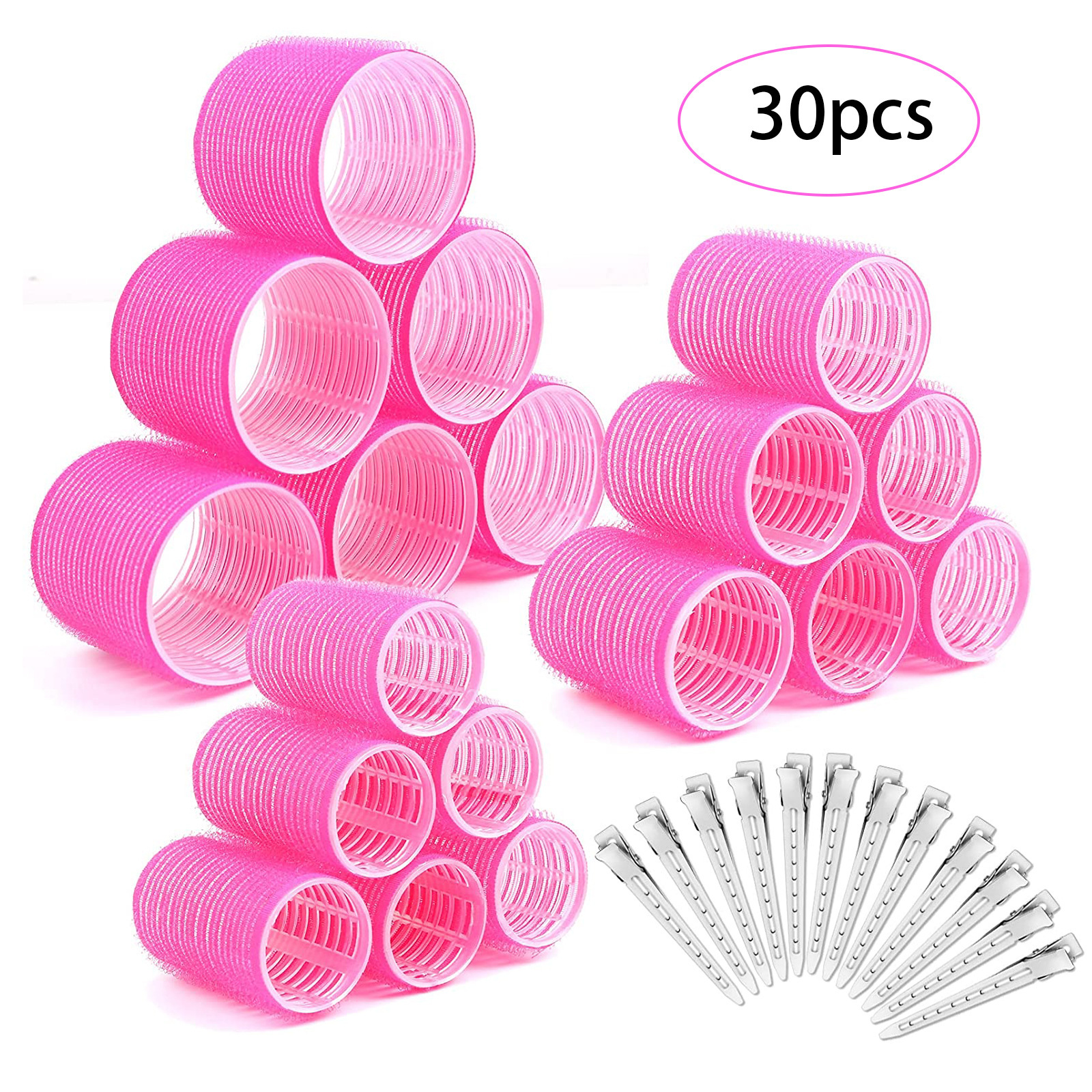 30件套 卷发器 卷发筒免加热自粘式36/44/48毫米 带12个美发夹