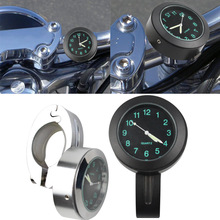 摩托车表手把表改装配件金属时钟表 车把带扣时间表 高档镀铬表
