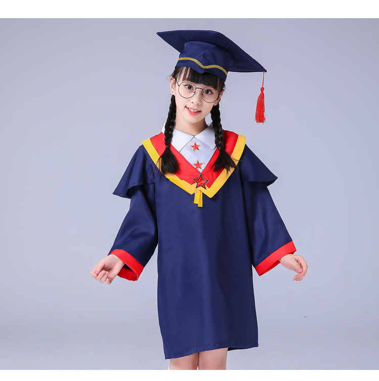 儿童博士服男女孩幼儿园学士袍中小学生拍照帽演出班服新毕业礼服