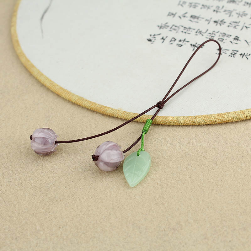 Lily Mobile Phone Lanyard Women's Chinese Style Pendant Ancient Style Ornaments Colored Glaze Pendant Small Pendant Mobile Phone Charm Exquisite