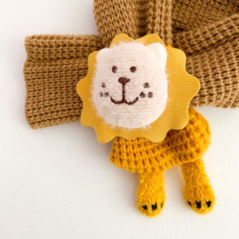 婴儿围巾秋冬保暖宝宝围脖可爱超萌小狮子毛线男童女童儿童围巾潮