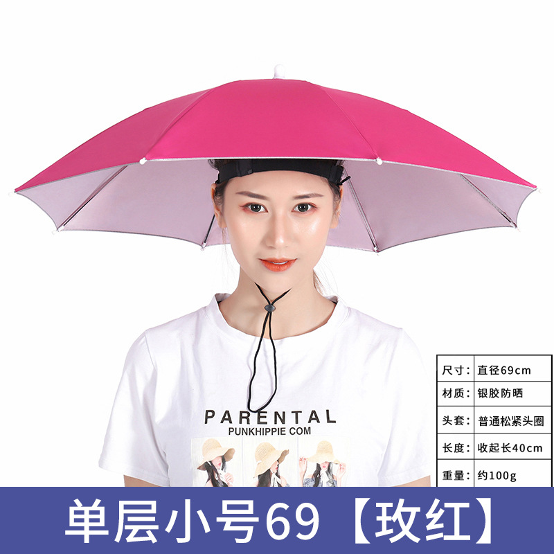 Head Cap Umbrella Wholesale 69cm Tea Picking Silver Plastic Umbrella Cap Advertising Umbrella Stall Umbrella Sun Protection Sanitation Worker Hat Umbrella