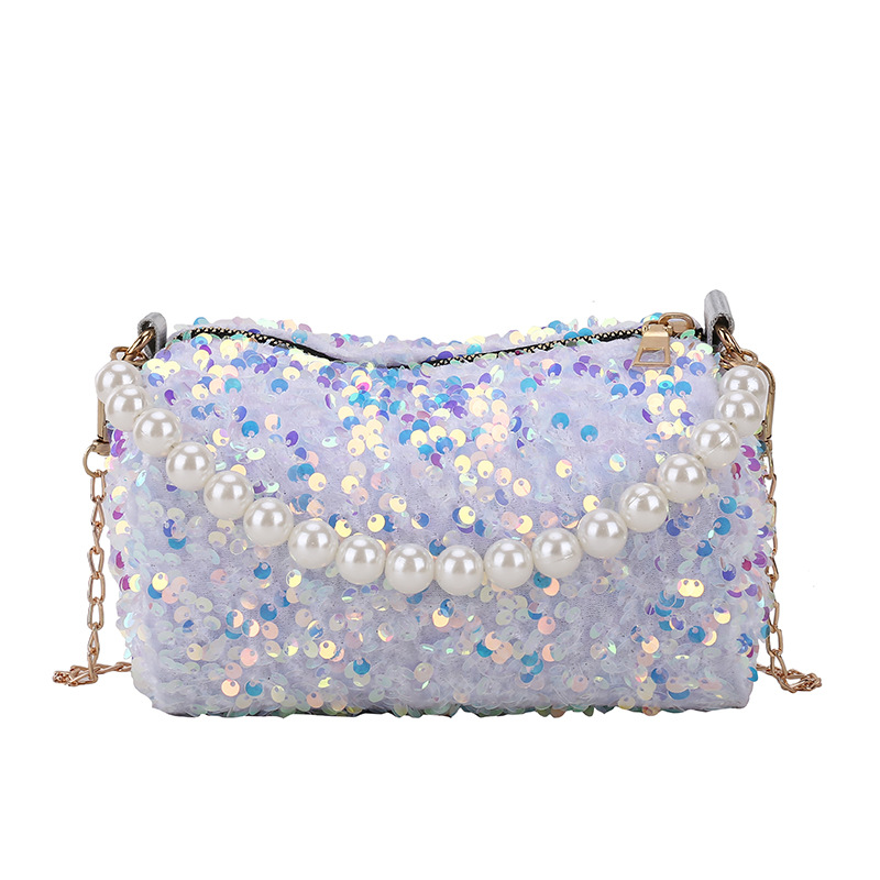 Cross-Border Korean Women Bag 2022 New Fashion Trendy Pearl Sequined Chain Bag Internet Celebrity All-Match Evening Party Underarm Bag