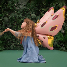 X6RO粉色背挂式蝴蝶翅膀铝膜气球街卖摆摊儿童生日派对装饰拍