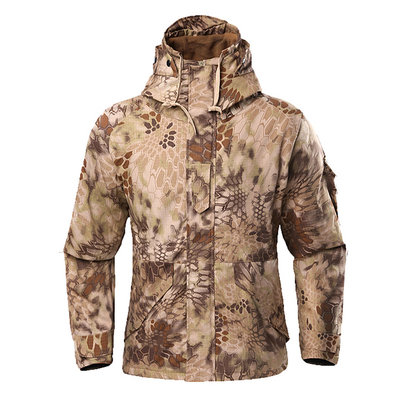 【工厂直销】沙漠蟒纹迷彩服套装男冬季加绒加厚作训战术服冲锋衣