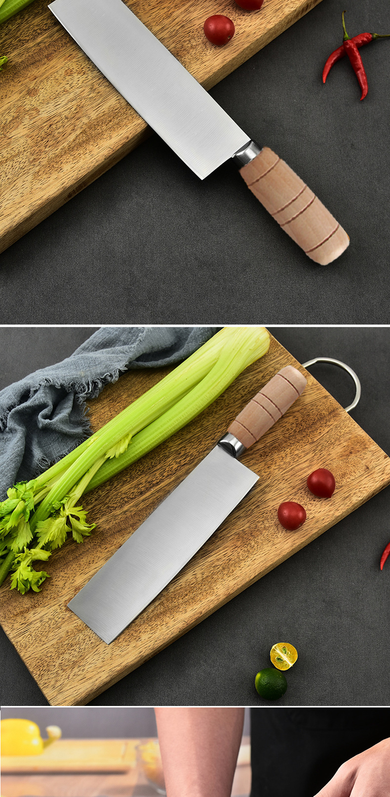 力具不锈钢片鸭刀厨师用刀北京烤鸭烧肉切片刀片皮鸭切片刀现货