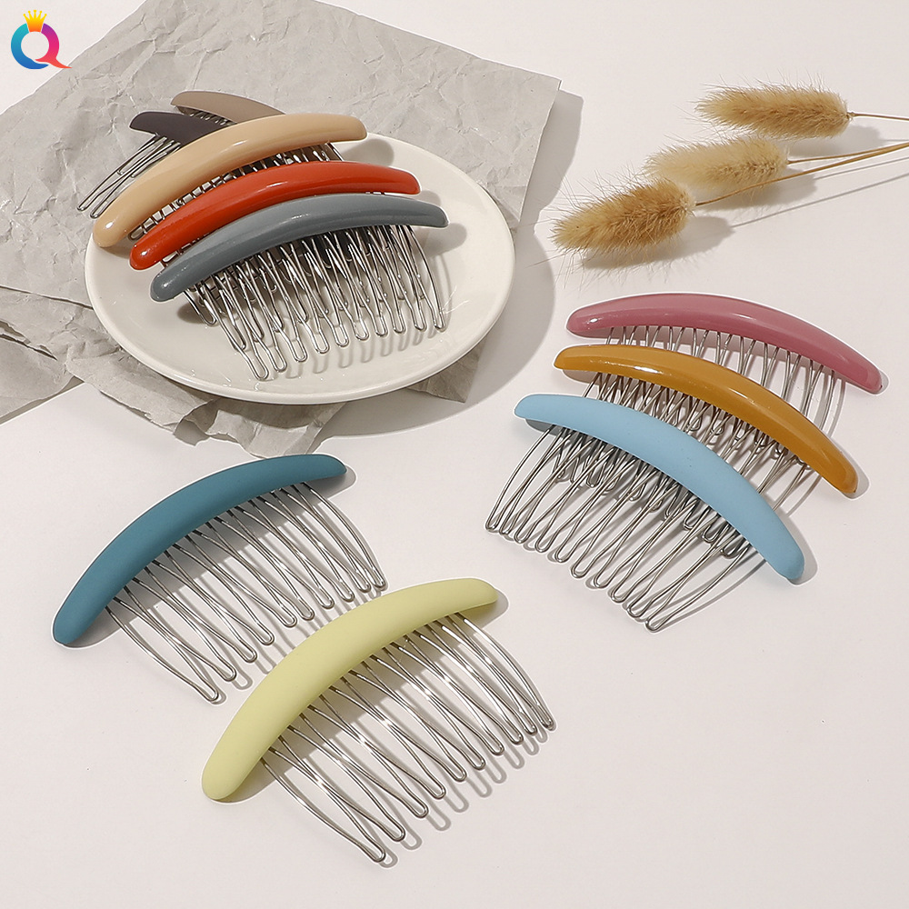 奇阅韩国发梳倒插梳少女感刘海梳发卡防滑盘发后脑勺碎发发钗发饰