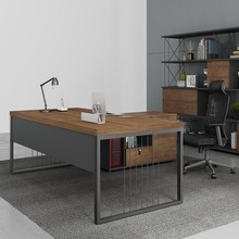 zh办公桌现代简约老板桌电脑带柜办公家具总裁大班台主管桌椅组合