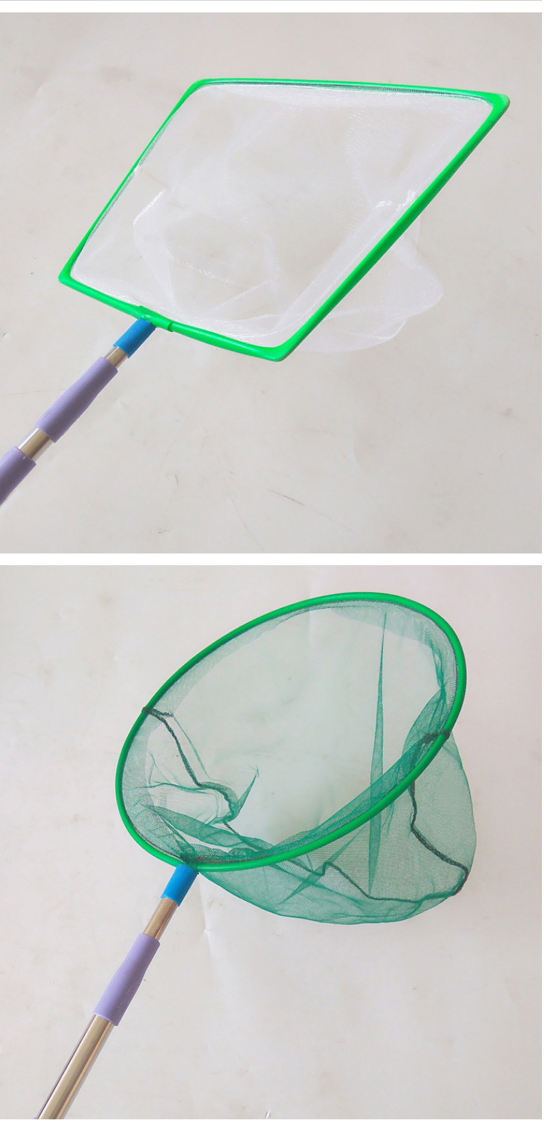 新品三节伸缩网鱼缸网兜不锈钢伸缩杆鱼缸鱼捞网水族箱手抄网批发