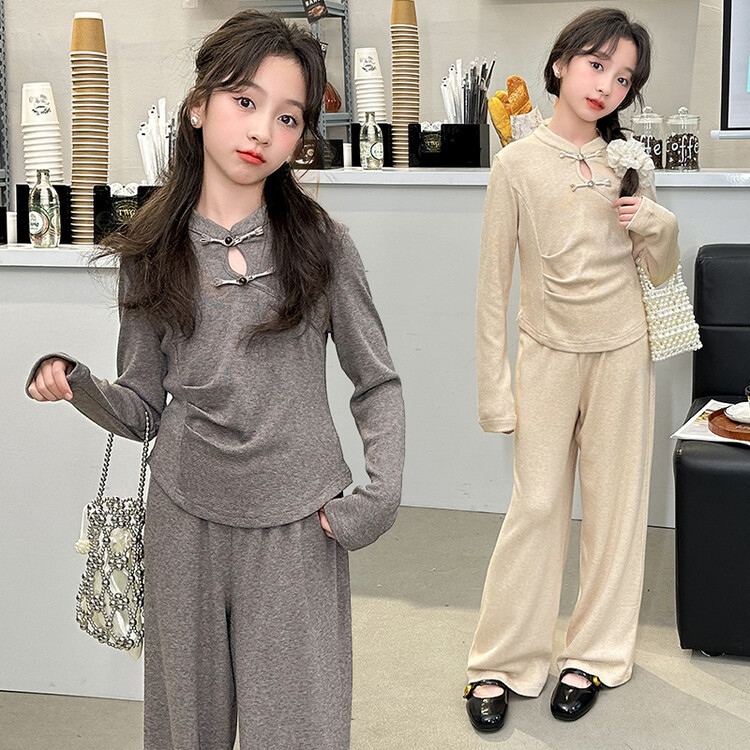 2024新款新中式风童套装女大童衣服春装女童中国风两件套外贸跨境