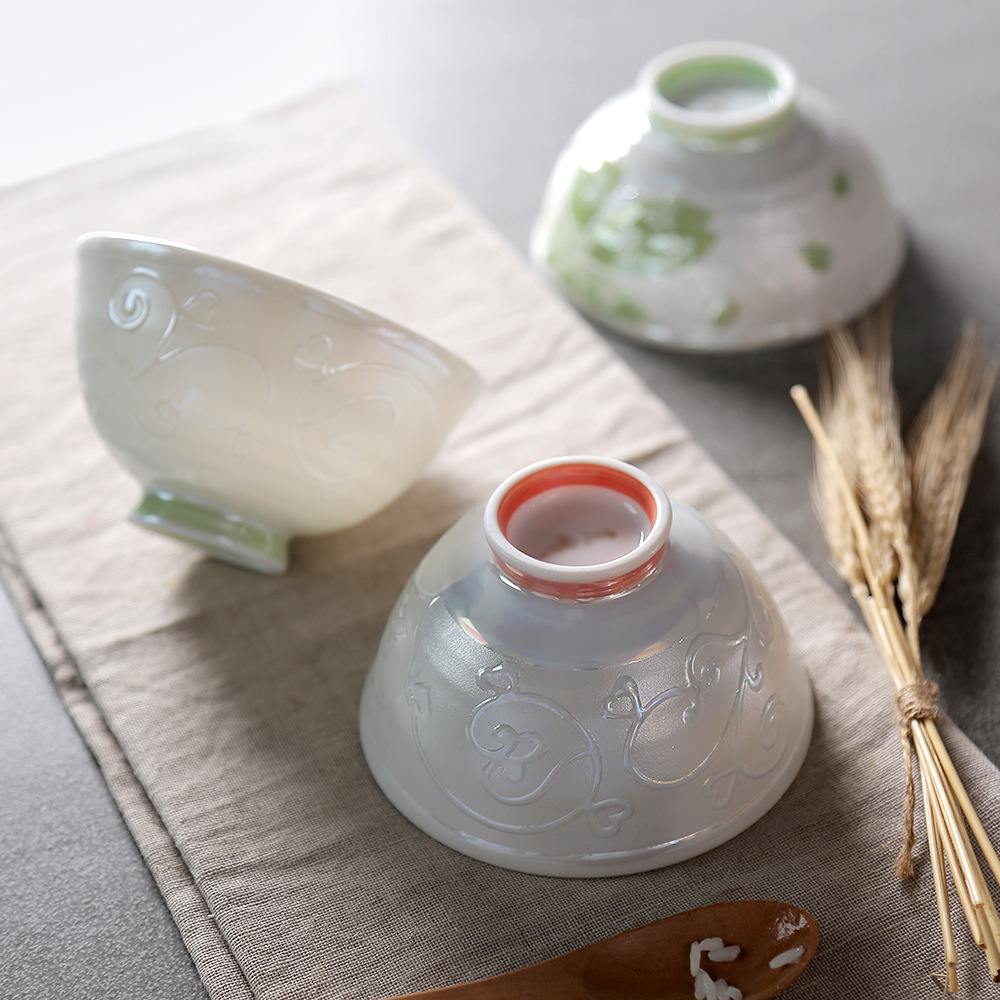 柴田进口陶瓷饭碗  贝彩亮光釉系列高足小碗