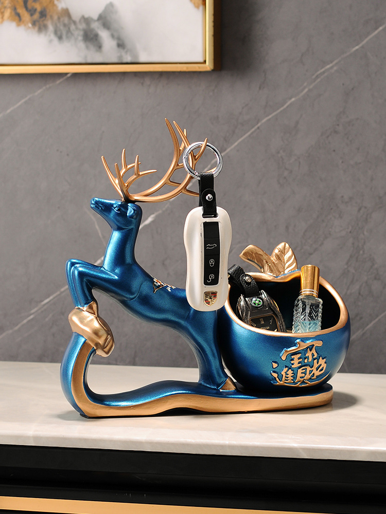 入户门口玄关放钥匙扣收纳摆件创意现代鞋柜鹿装饰品乔迁新居礼品
