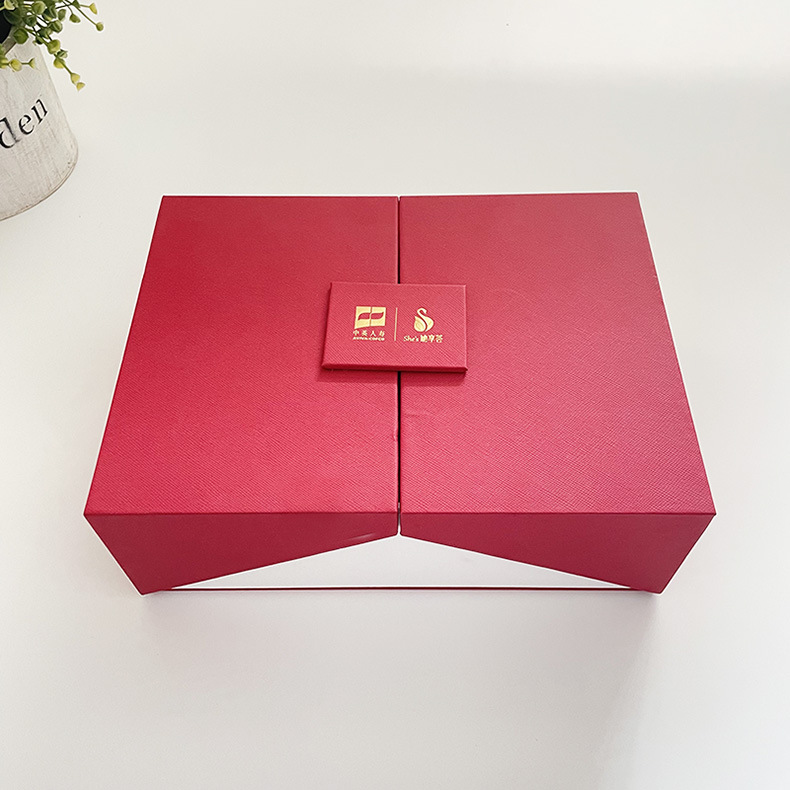 双翻盖礼盒红色节日包装盒精品盒伴手礼印刷