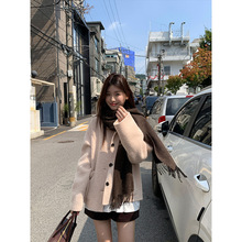 【不退不换】温柔氛围感韩系翻领苏利羊毛大衣双面毛呢外套女装