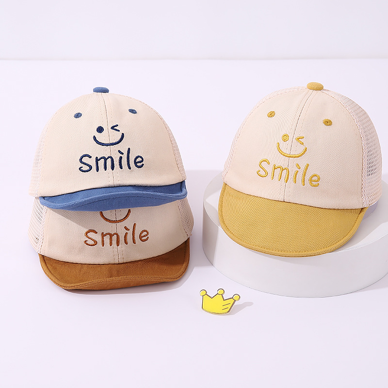 春秋婴儿宝宝帽子透气网眼鸭舌帽男女宝翻檐太阳帽夏季儿童棒球帽