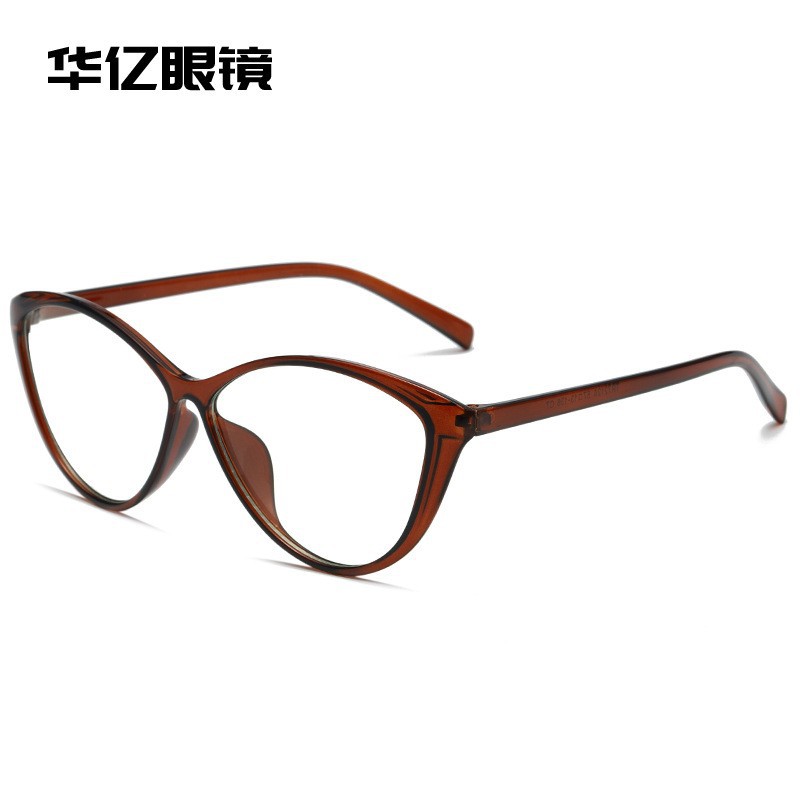 Black Frame Plain Female Retro Anti Blue Light Plain Glasses Frame European and American round Face TR90 Ultra Light Cat Eye Myopia Glasses Wholesale