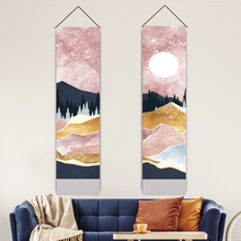 抽象风景挂画 背景布印花山水油画背景墙布客厅卧室挂毯装饰布