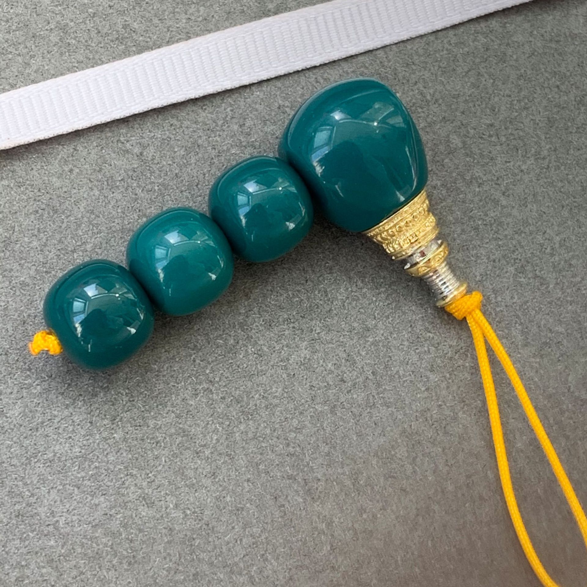 玉化雪巴分体三通搭配老型珠套装文玩佛珠雪巴琉璃配饰