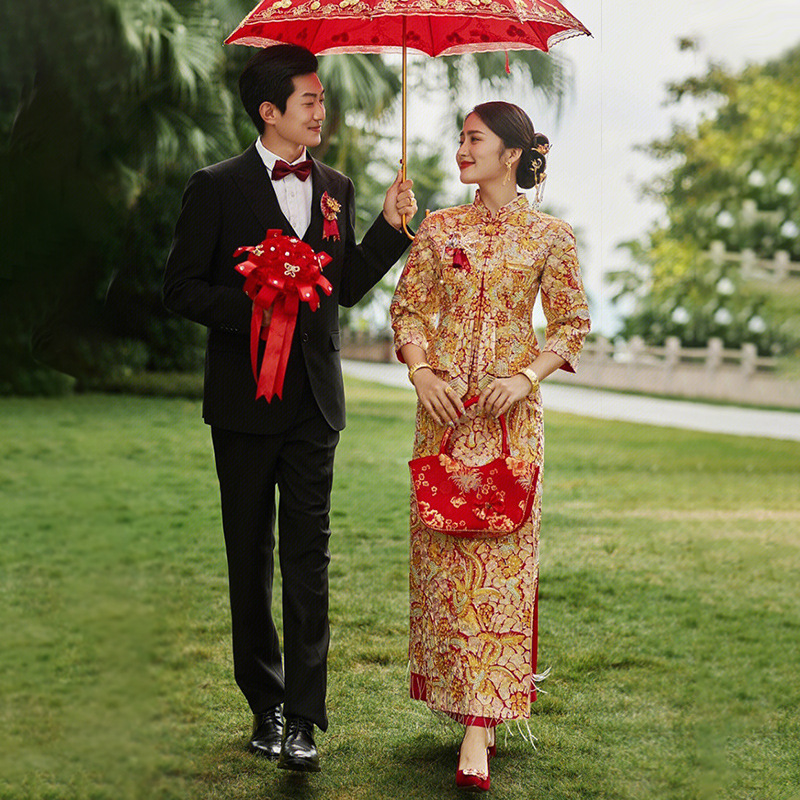 重工龙凤褂秀禾服2023年新娘高级结婚显瘦婚服大五福褂皇中式嫁衣