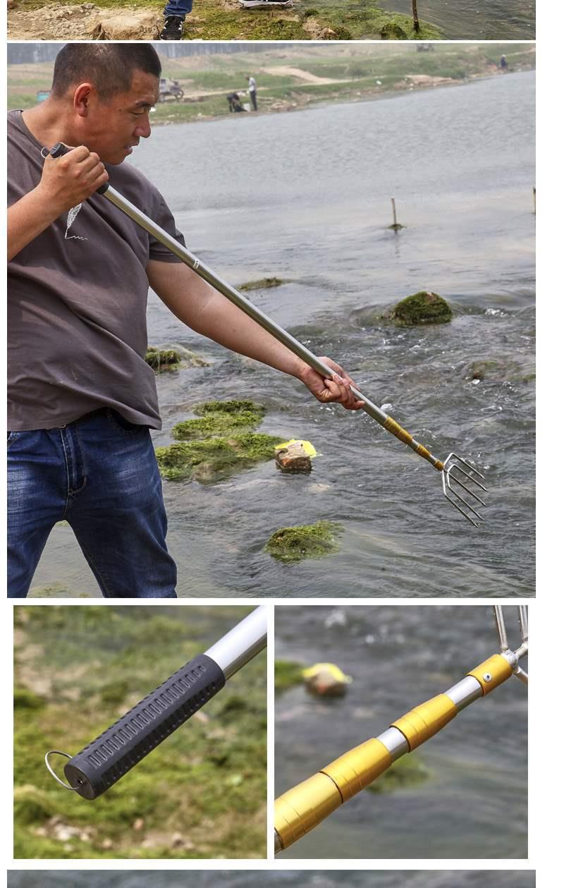 不锈钢鱼叉头可伸缩定位鱼叉杆多功能大倒刺鱼叉套装叉鱼插鱼叉子