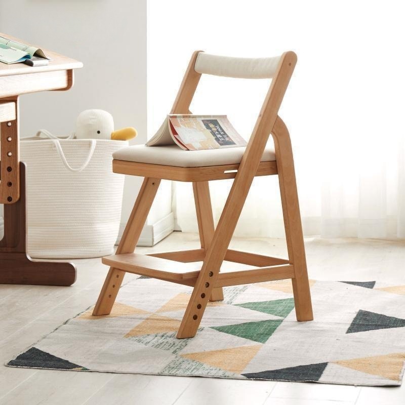 全实木儿童椅北欧书房扶手椅学生写字椅家用可调节学习椅实用家居