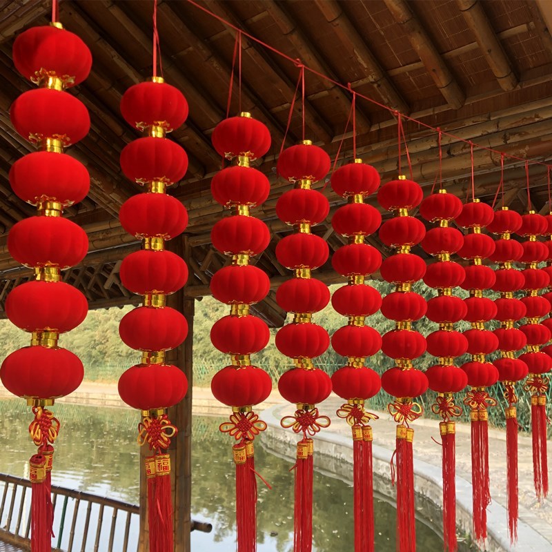 连串灯笼户外元旦防水小灯笼串挂饰树上小红灯笼春节新年装饰布置