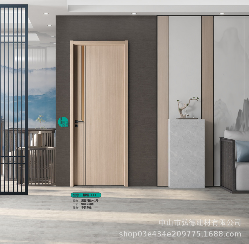 高门头卧室门室内门实木门轻奢酒店门工程套装门防火碳晶面板