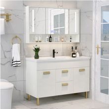 现代智能浴室柜洗手洗脸盆组合智能镜台柜免漆实木落地浴室柜