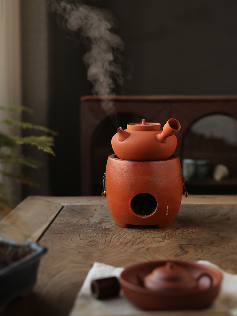 黄钢清清泉壶 薄胎手拉砂铫 潮汕工夫茶炉烧水壶红泥炭炉州单丛茶