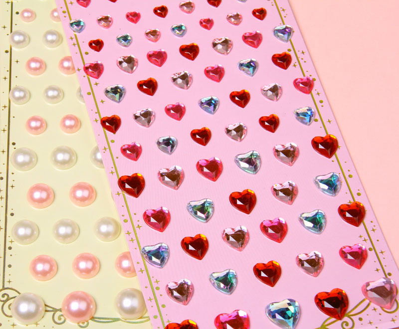 儿童水晶贴爱心珍珠亚克力钻石贴纸diy手工手机壳装饰宝石水钻贴