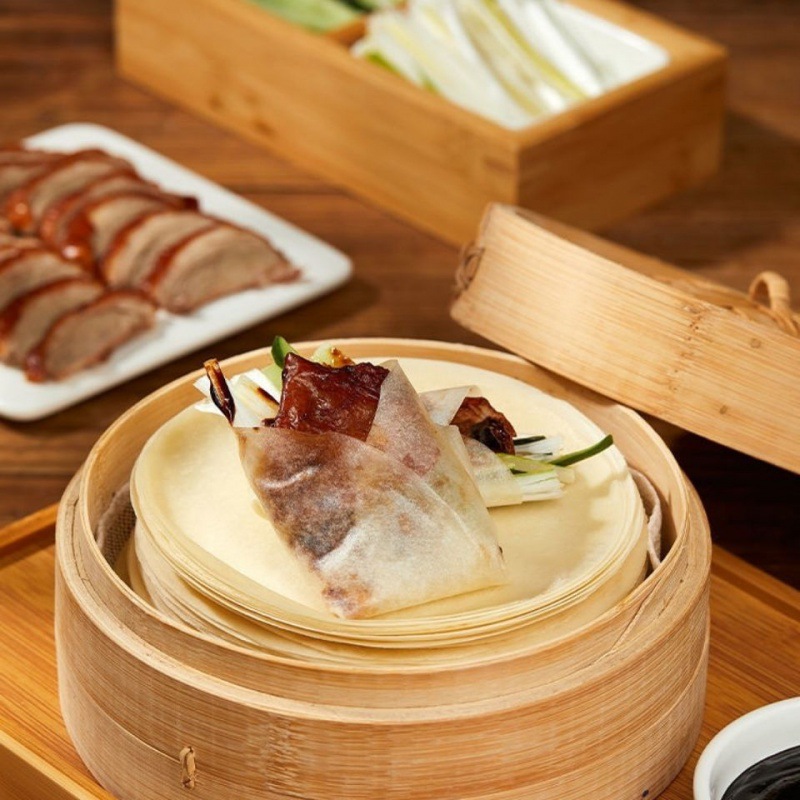 北京烤鸭饼批发商用荷叶饼饼皮纯手工薄卷饼皮包烤鸭面饼家庭