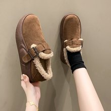 2022毛毛鞋女秋冬季外穿新款加绒棉鞋平底学生韩版豆豆鞋